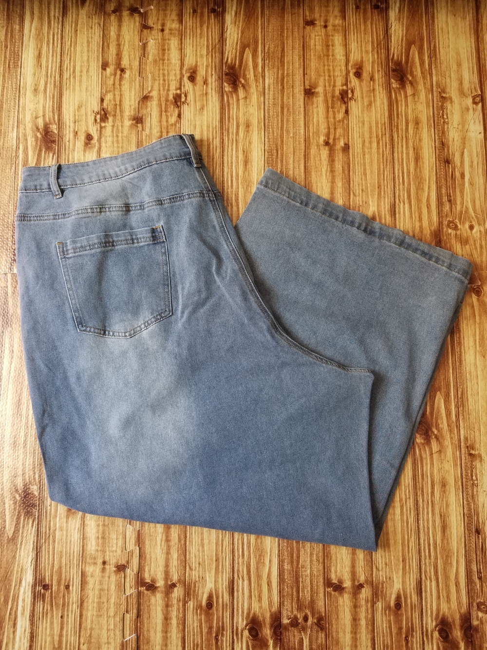 Agnes Orinda Women's 3X Baggy High-Rise Wide Leg Flare Jeans in Light Blue Plus